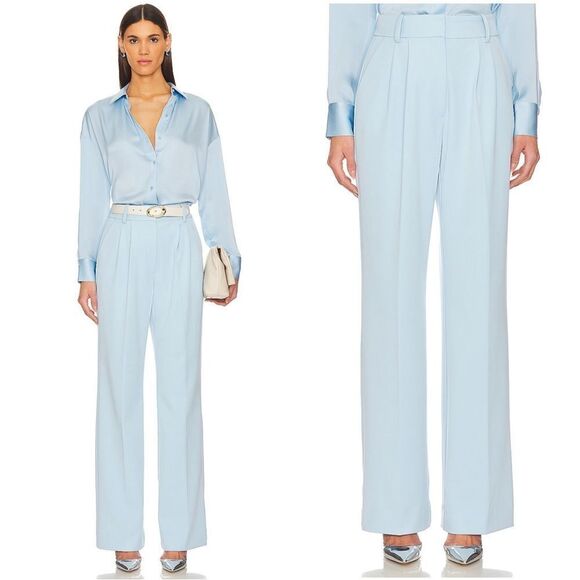 NWT Favorite Daughter The Favorite Pleated High Rise Pant in Sky Blue - Picture 1 of 17